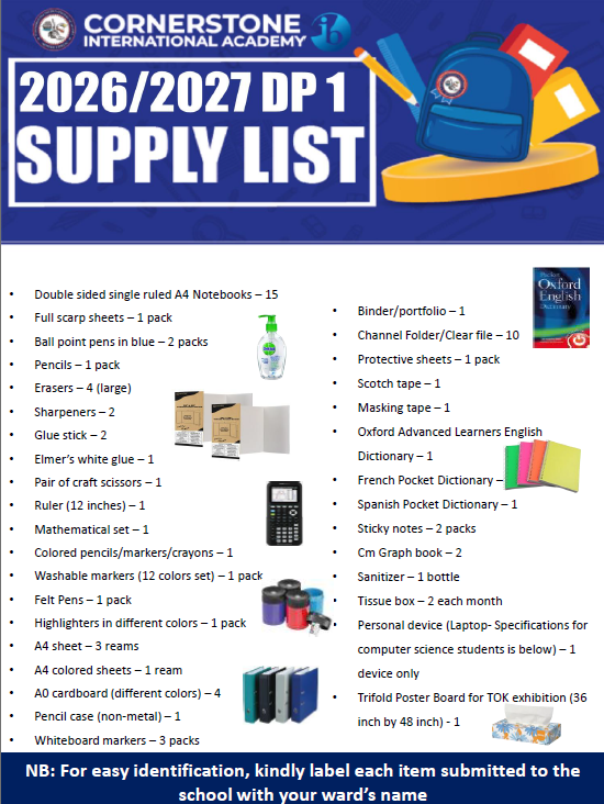 kindergarten supply list